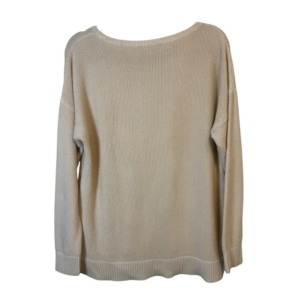 Lauren Ralph Lauren Cream Nubby Knit‎ Pullover 100% Cotton Sweater Size XL